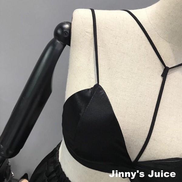 現貨❤️性感胸前T字線緞面內衣 小可愛 性感肩帶 時尚 交叉 歐美時髦美背掛脖Bra-細節圖6