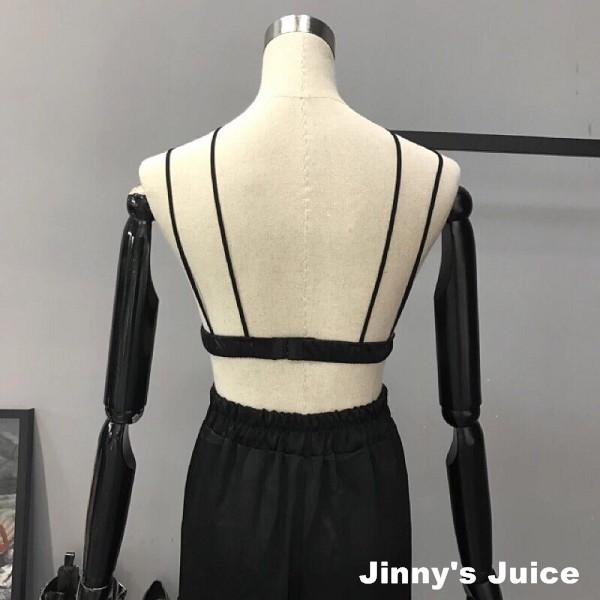 現貨❤️性感胸前T字線緞面內衣 小可愛 性感肩帶 時尚 交叉 歐美時髦美背掛脖Bra-細節圖8