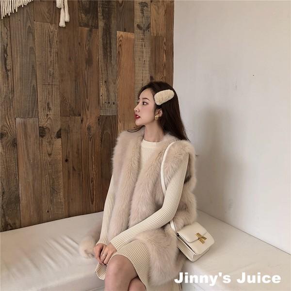 現貨❤️ 貴婦款毛茸茸背心 毛茸茸大衣 冬季背心 針織洋裝 合身洋裝 套裝 毛毛背心 毛茸茸背心 冬季洋裝 套裝-細節圖6