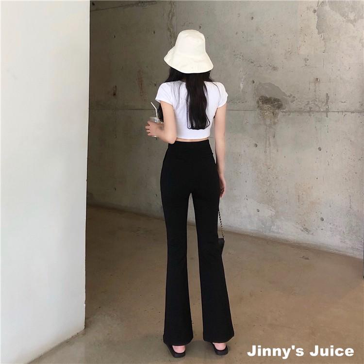 現貨❤️涼感夏天可穿腿超瘦西裝褲 西裝喇叭高腰褲 喇叭褲 開衩褲 西裝褲 長褲 高腰褲 顯瘦長褲 女西裝褲 黑色長褲-細節圖9