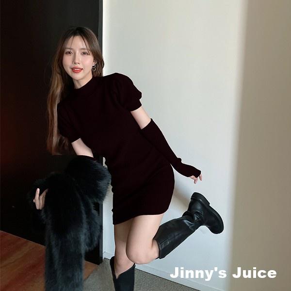 現貨 法式袖套洋裝 針織洋裝 短裙洋裝 秋冬洋裝 袖套洋裝 公主袖洋裝 澎袖洋裝 包臀洋裝 性感洋裝 紅色洋裝 聖誕節-細節圖7