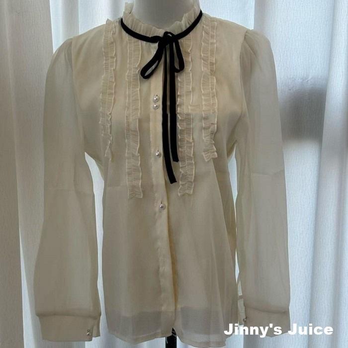 現貨 法式蕾絲氣質襯衫 氣質襯衫 氣質上衣 法式襯衫 法式上衣 蕾絲襯衫 蕾絲上衣 長袖上衣 襯衫上衣 學生上衣-細節圖8