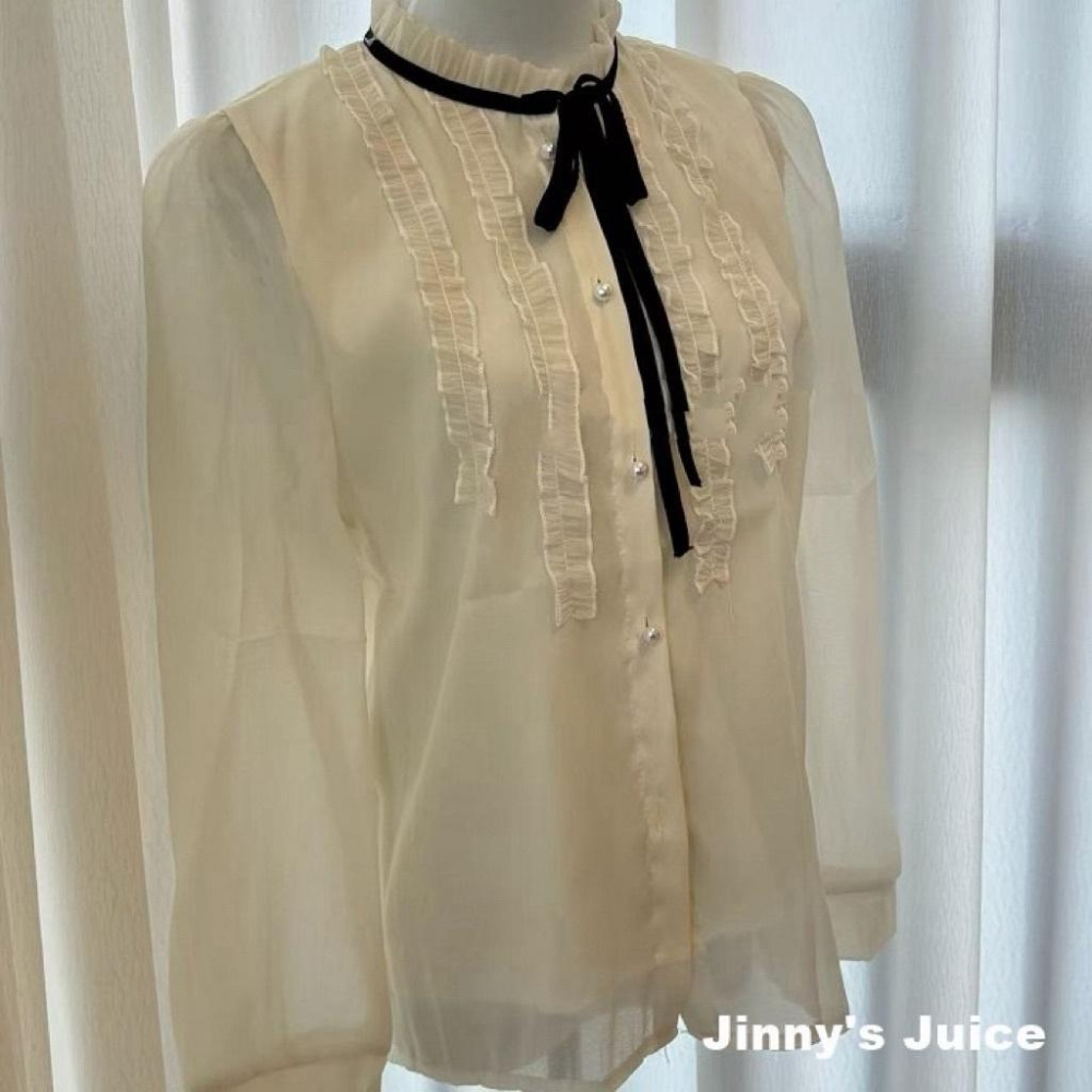現貨 法式蕾絲氣質襯衫 氣質襯衫 氣質上衣 法式襯衫 法式上衣 蕾絲襯衫 蕾絲上衣 長袖上衣 襯衫上衣 學生上衣-細節圖9