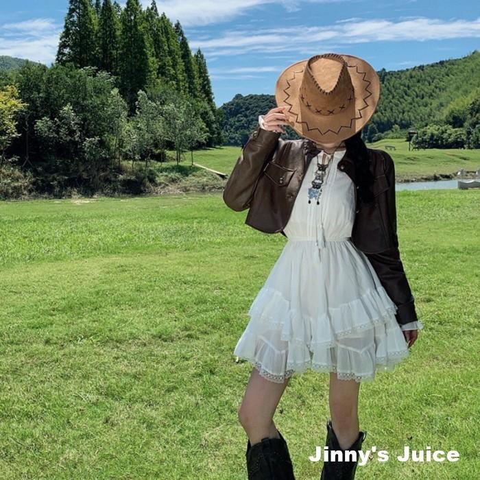 現貨 波西米亞洋裝 傘裙洋裝 蕾絲拼接洋裝 散裙洋裝 牛仔風格洋裝 波西米亞風 棉麻洋裝 短裙洋裝 波西米亞 白色洋裝-細節圖3