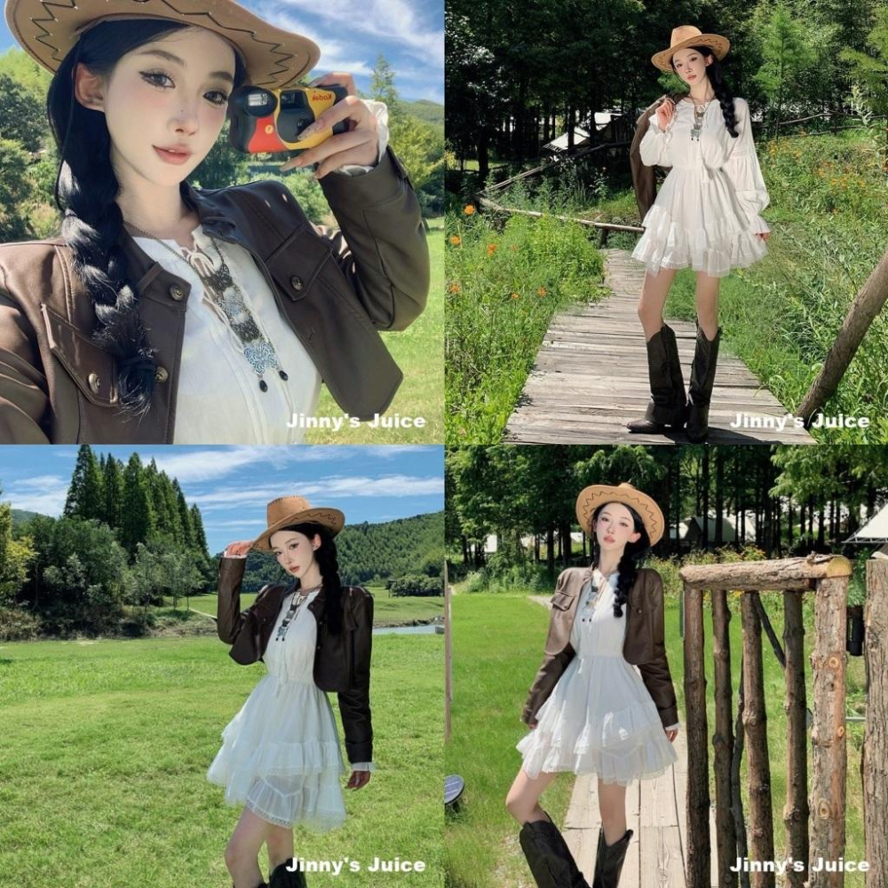 現貨 波西米亞洋裝 傘裙洋裝 蕾絲拼接洋裝 散裙洋裝 牛仔風格洋裝 波西米亞風 棉麻洋裝 短裙洋裝 波西米亞 白色洋裝-細節圖7