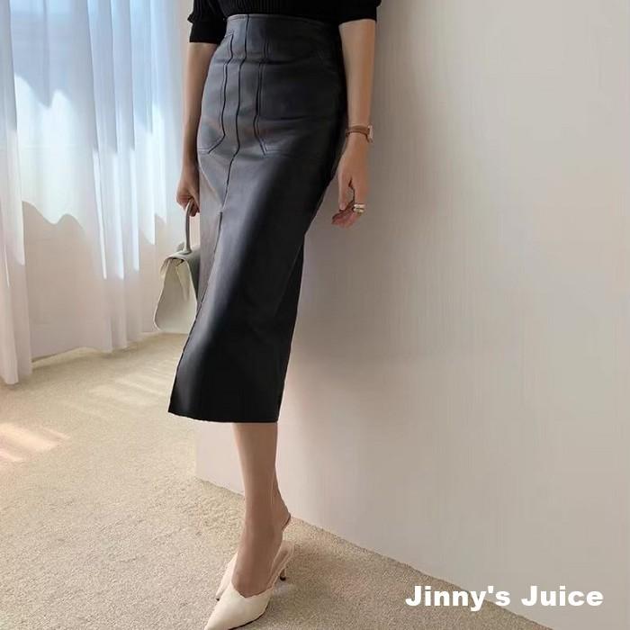 現貨 高腰顯瘦開衩皮裙 高腰皮裙 高腰裙 長裙 半身裙 高腰長裙 合身長裙 開衩長裙 開衩皮裙 長皮裙 顯瘦皮裙 皮裙-細節圖5