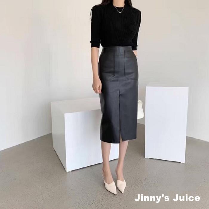 現貨 高腰顯瘦開衩皮裙 高腰皮裙 高腰裙 長裙 半身裙 高腰長裙 合身長裙 開衩長裙 開衩皮裙 長皮裙 顯瘦皮裙 皮裙-細節圖7