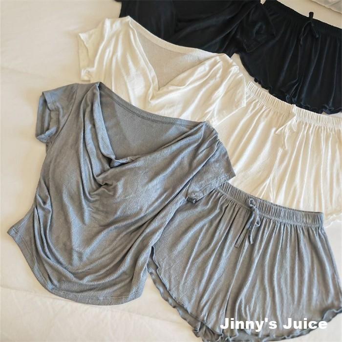 現貨 附胸墊莫代爾棉睡衣套裝 超舒服 免穿內衣 bra上衣 胸墊上衣 睡衣 胸墊睡衣 莫代爾棉睡衣 睡衣套裝 性感睡衣-細節圖5