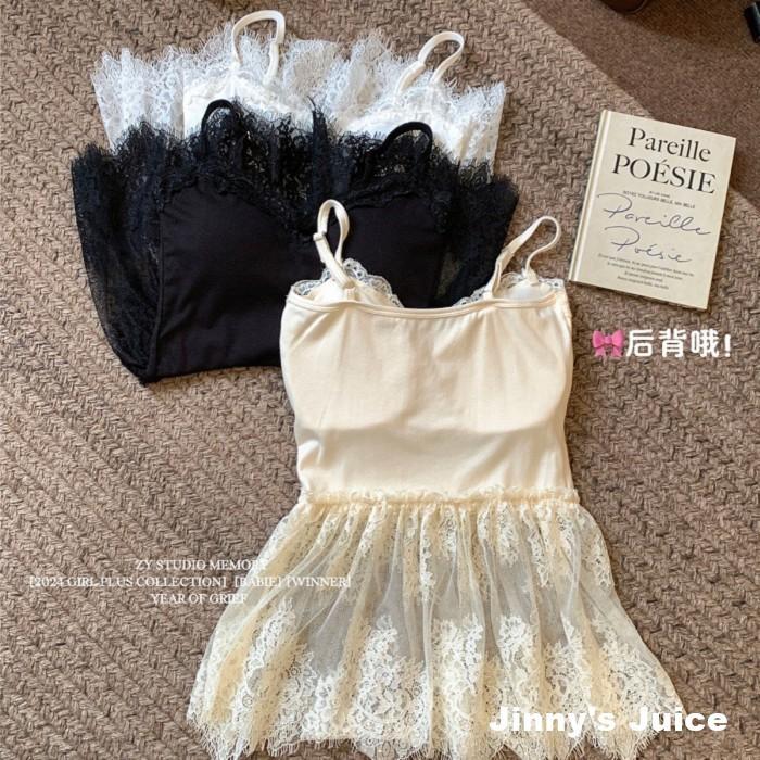 現貨 蕾絲內搭胸墊背心 蕾絲背心 吊帶背心 蕾絲內搭 蕾絲裙 蕾絲內搭裙 蕾絲內搭背心裙 胸墊背心 蕾絲裙 胸墊吊帶裙-細節圖6
