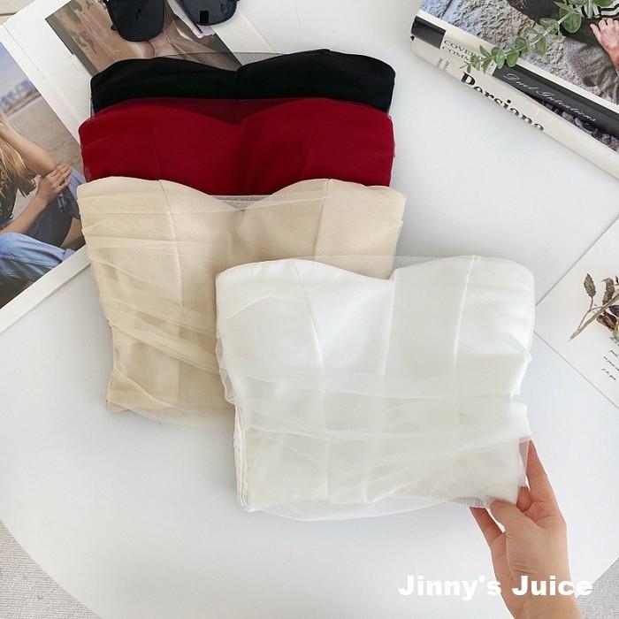 現貨 平口胸墊背心 網紗小可愛 雪紡背心 平口背心 雪紡平口 胸墊平口 附胸墊 小可愛 雪紡上衣 雪紡平口上衣 平口網紗-細節圖3