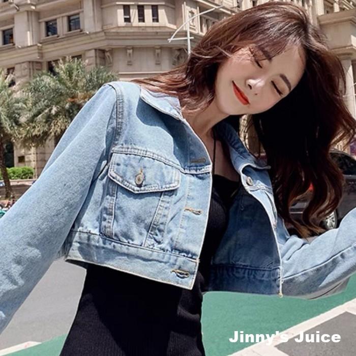 現貨 衣櫥必備款 短版牛仔外套 短版外套 牛仔外套 牛仔短板外套 小外套 寬鬆外套 百搭外套 秋冬外套 洋裝外套-細節圖4