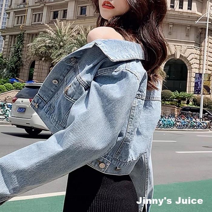 現貨 衣櫥必備款 短版牛仔外套 短版外套 牛仔外套 牛仔短板外套 小外套 寬鬆外套 百搭外套 秋冬外套 洋裝外套-細節圖6