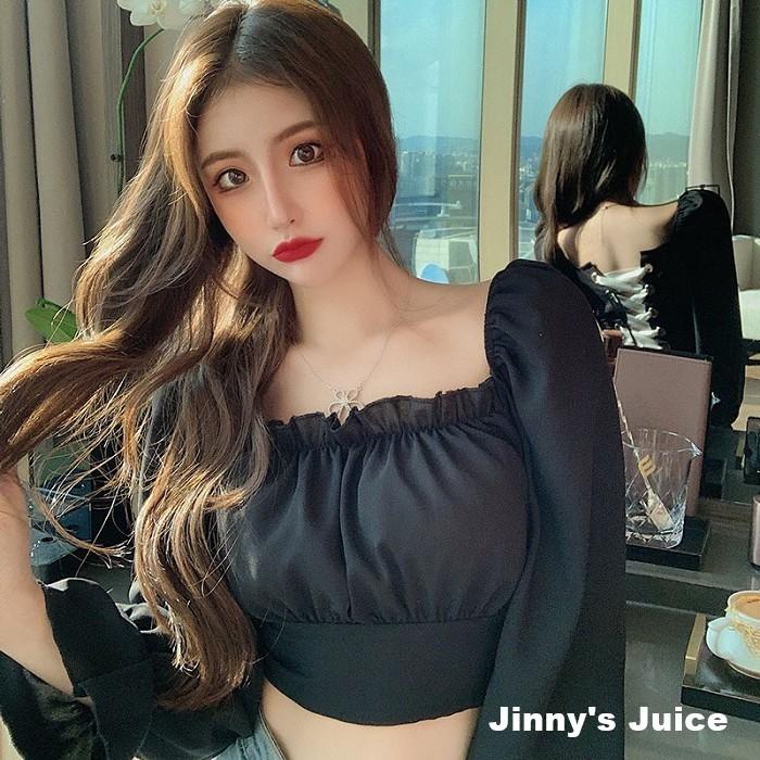 現貨 法式一字領綁帶上衣 一字領上衣 綁帶上衣 美背上衣 木耳邊上衣 緞帶上衣 短版上衣 性感上衣 露肩上衣 露背上衣-細節圖9