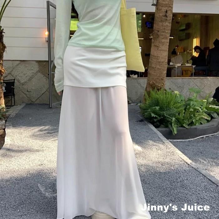 現貨 超好看透視網紗拼接長裙 拼接長裙 仙女長裙 飄逸長裙 白色長裙 透膚長裙 露腿長裙 蕾絲長裙 透視長裙 網紗短裙-細節圖6