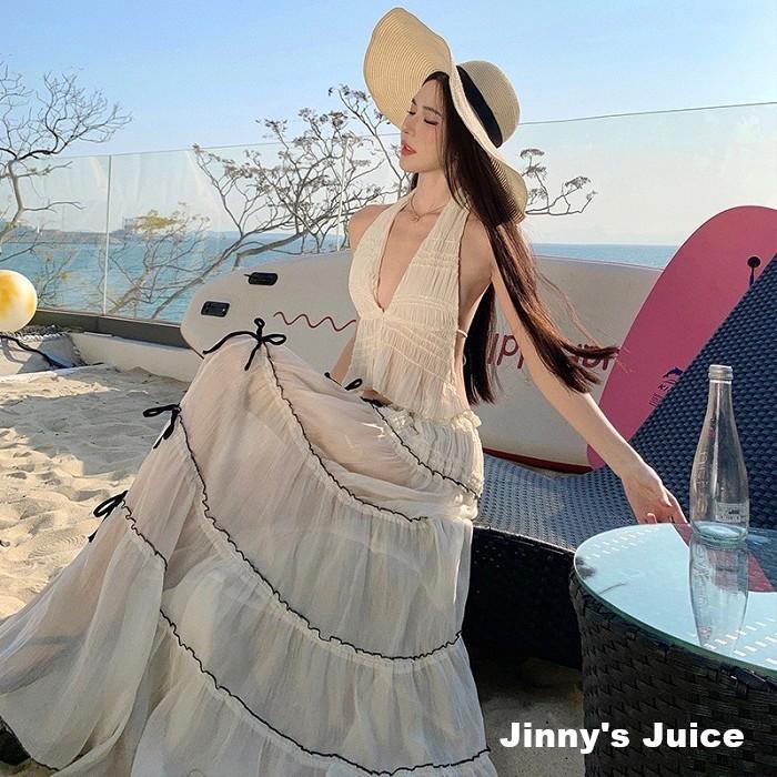 現貨 三件式雪紡露背長裙洋裝 渡假洋裝 長裙洋裝 透視洋裝 雪紡洋裝 露背洋裝 露腿洋裝 露背長裙洋裝 仙女洋裝 長洋裝-細節圖2