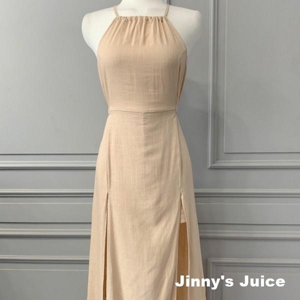 現貨 削肩開衩長裙洋裝 性感洋裝 渡假洋裝 氣質洋裝 削肩洋裝 開衩洋裝 開衩長裙洋裝 棉麻洋裝 掛脖洋裝 露肩洋裝-細節圖8