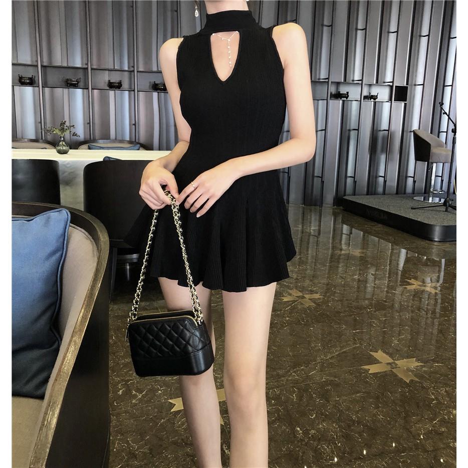 現貨❤️氣質顯瘦針織V字高領削肩無袖洋裝 高領洋裝 細針織洋裝 顯瘦洋裝 削肩洋裝 傘狀洋裝 正式洋裝 氣質洋裝-細節圖3