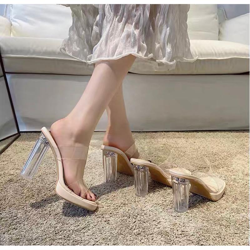 現貨 薄底/厚底 水晶高跟鞋 透明高跟鞋 百搭高跟鞋 厚底 氣質高跟鞋 玻璃鞋 水晶高跟鞋 粗跟鞋 粗高跟鞋-細節圖2