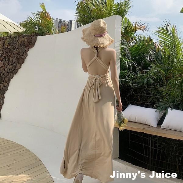 獨家現貨❤️交叉露背女神洋裝 洋裝 牛奶絲洋裝 渡假洋裝 露背洋裝 女神洋裝 長洋裝 海邊渡假 伴娘洋裝 長裙 長裙洋裝-細節圖3