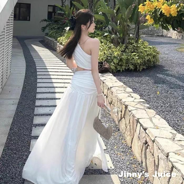 現貨 斜肩雪紡洋裝 長裙洋裝 渡假洋裝 雅典娜洋裝 女神洋裝 仙女洋裝 渡假長洋裝 長裙 雪紡長裙 斜肩長裙 斜肩洋裝-細節圖7