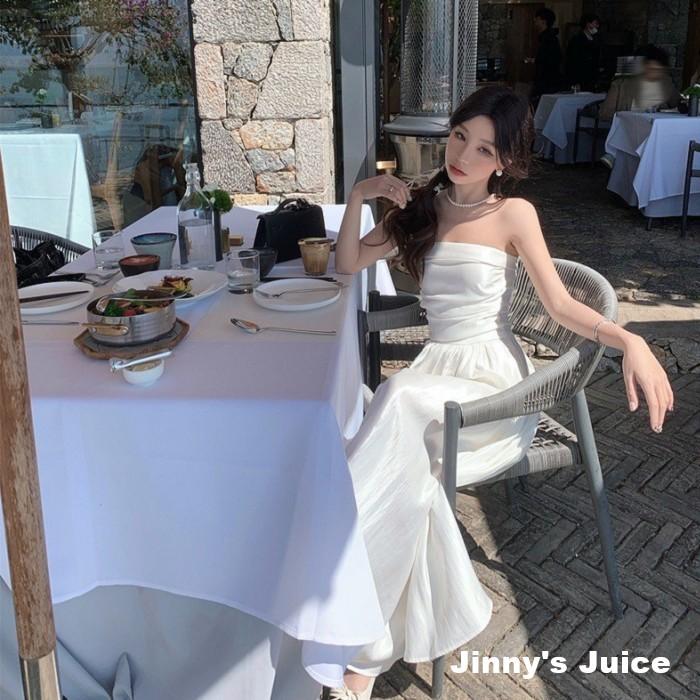 現貨 法式氣質白色洋裝 平口洋裝 長裙洋裝 平口長裙洋裝 渡假洋裝 正式洋裝 白色洋裝 禮服 輕禮服 法式洋裝 氣質洋裝-細節圖2