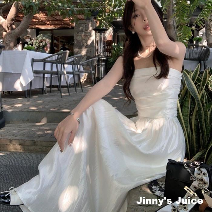 現貨 法式氣質白色洋裝 平口洋裝 長裙洋裝 平口長裙洋裝 渡假洋裝 正式洋裝 白色洋裝 禮服 輕禮服 法式洋裝 氣質洋裝-細節圖6