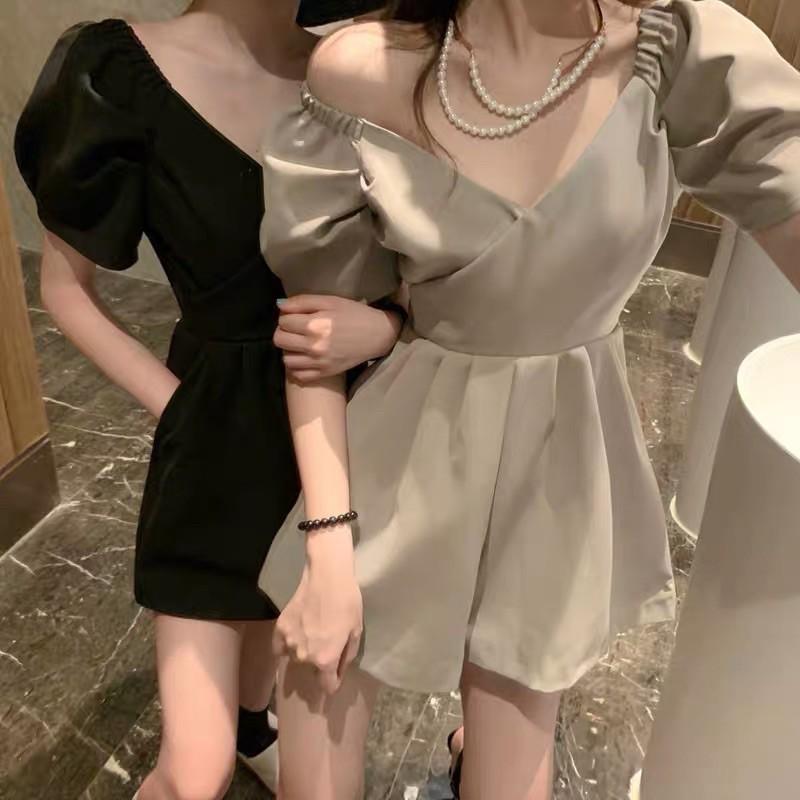 現貨 材質很好 氣質V領連身褲 氣質連身褲 質感連身褲 一字領連身褲-細節圖4