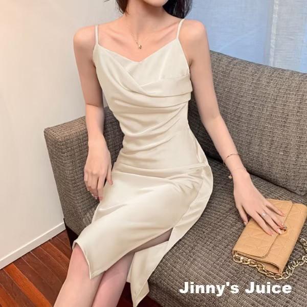 現貨❤️法式緞面洋裝 氣質洋裝 派對洋裝 落領洋裝 開衩洋裝 法式洋裝 登記結婚洋裝 緞面洋裝 正式洋裝 輕婚紗 小禮服-細節圖7