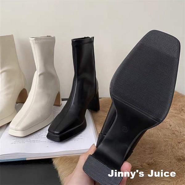 現貨 韓版方頭厚底短靴 粗跟靴 馬靴 短靴 靴子 馬丁靴 鞋子 韓版馬靴 韓版短靴 厚底短靴 高跟短靴 方頭短靴-細節圖3