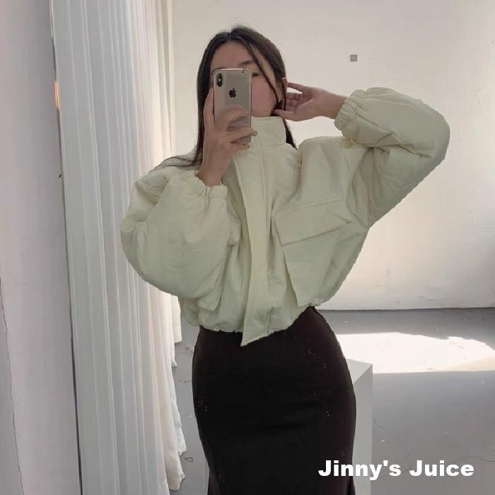 現貨 韓國抽繩短版澎澎外套 韓國外套 短版外套 風衣外套 澎澎外套 冬季外套 防風外套 羽絨外套 保暖外套 雲朵外套-細節圖6