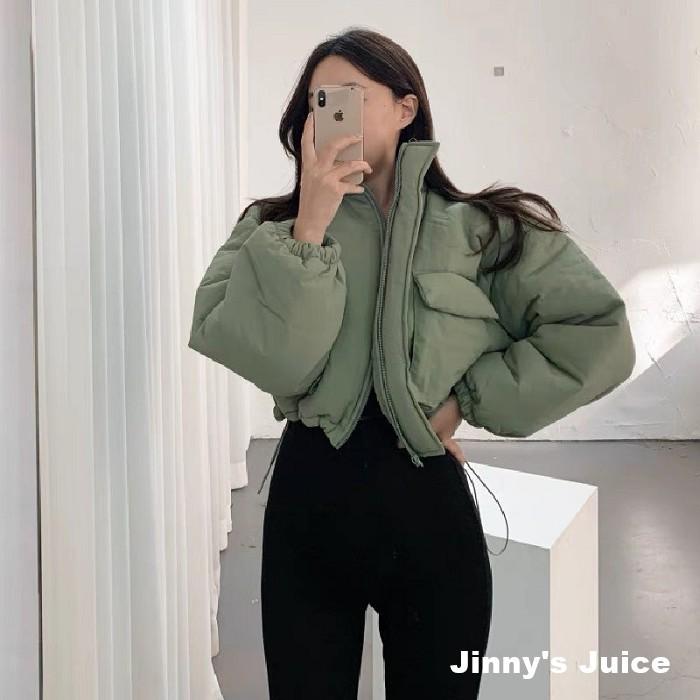 現貨 韓國抽繩短版澎澎外套 韓國外套 短版外套 風衣外套 澎澎外套 冬季外套 防風外套 羽絨外套 保暖外套 雲朵外套-細節圖7