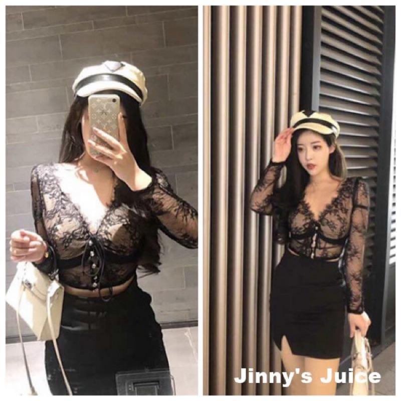 現貨 實拍 性感蕾絲透視上衣 露背上衣 蕾絲露背上衣 性感上衣 夜店上衣 氣質蕾絲上衣 露背蕾絲上衣 蕾絲上衣 深v上衣-細節圖5