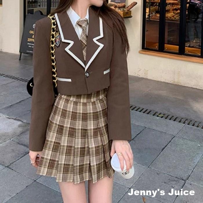 現貨 學院風套裝 學生制服 學院風 學院風套裝 格紋裙 英倫風 英倫風制服 制服套裝 學生服 學生短裙 制服外套 制服短-細節圖3