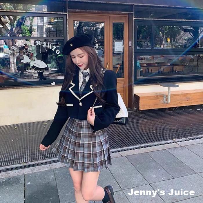 現貨 學院風套裝 學生制服 學院風 學院風套裝 格紋裙 英倫風 英倫風制服 制服套裝 學生服 學生短裙 制服外套 制服短-細節圖4