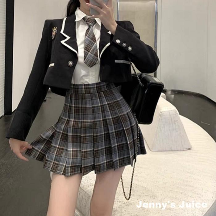 現貨 學院風套裝 學生制服 學院風 學院風套裝 格紋裙 英倫風 英倫風制服 制服套裝 學生服 學生短裙 制服外套 制服短-細節圖8