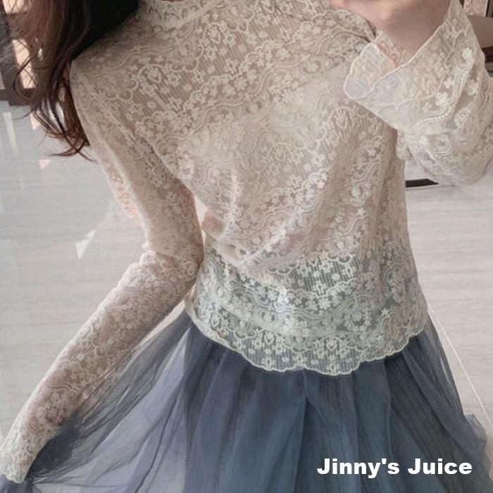 現貨 仙女蕾絲內搭上衣 長袖上衣 蕾絲上衣 蕾絲長袖上衣 蕾絲高領上衣 薄長袖上衣 仙女上衣 氣質長袖上衣 微透內搭上衣-細節圖4