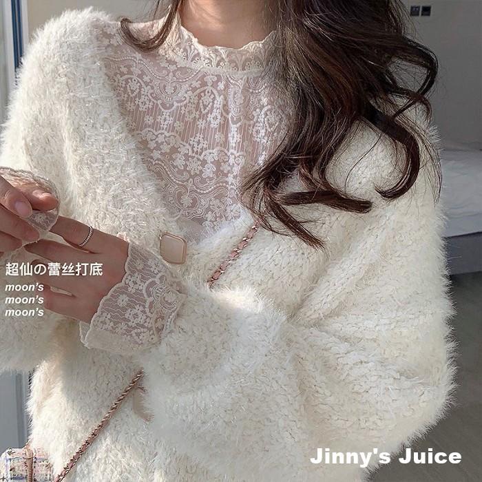 現貨 仙女蕾絲內搭上衣 長袖上衣 蕾絲上衣 蕾絲長袖上衣 蕾絲高領上衣 薄長袖上衣 仙女上衣 氣質長袖上衣 微透內搭上衣-細節圖5