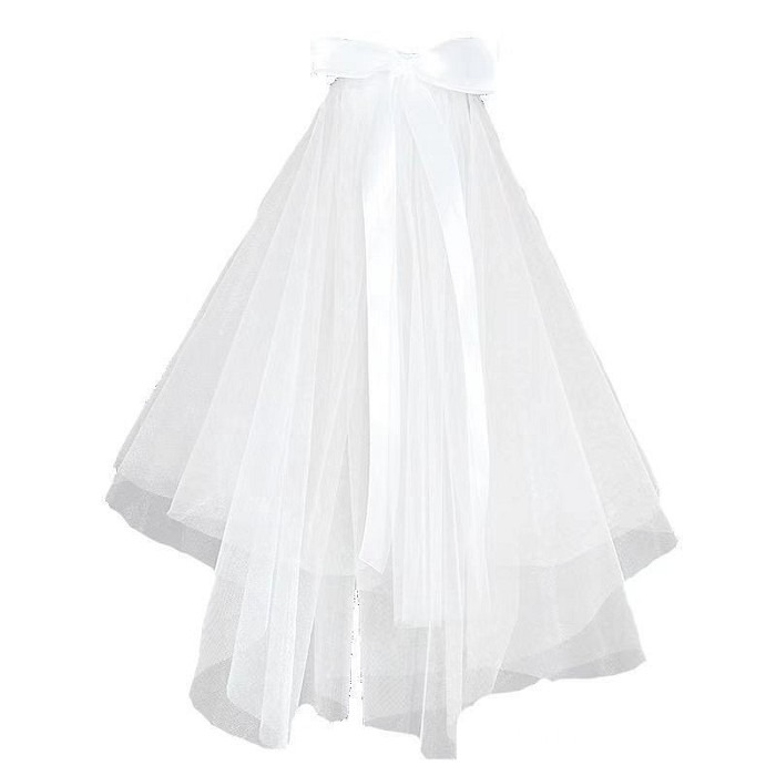 現貨 高訂蝴蝶結頭紗 輕婚紗 頭紗 短頭紗 求婚 登記結婚 澎澎紗 簡單頭紗 蕾絲頭紗 蝴蝶結頭紗 質感頭紗 訂製頭紗-細節圖4