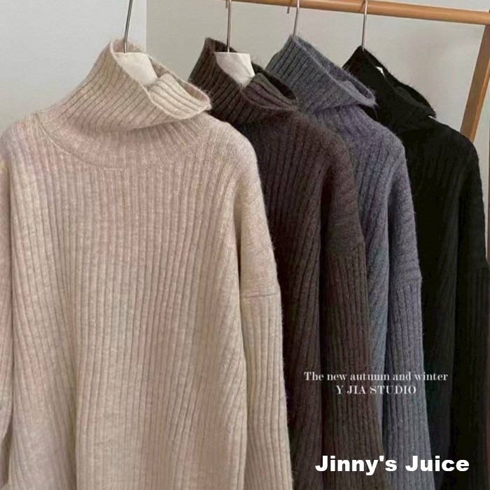 現貨 高領針織寬松毛衣 高領洋裝 高領長版上衣 長袖上衣 高領長袖上衣 寬鬆毛衣 一件式毛衣 下半身失蹤毛衣 高領毛衣-細節圖2