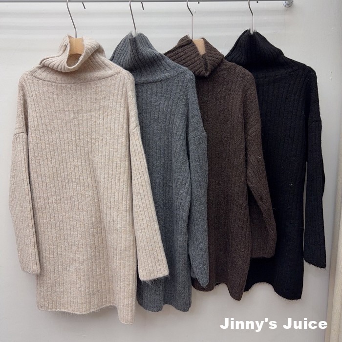 現貨 高領針織寬松毛衣 高領洋裝 高領長版上衣 長袖上衣 高領長袖上衣 寬鬆毛衣 一件式毛衣 下半身失蹤毛衣 高領毛衣-細節圖3