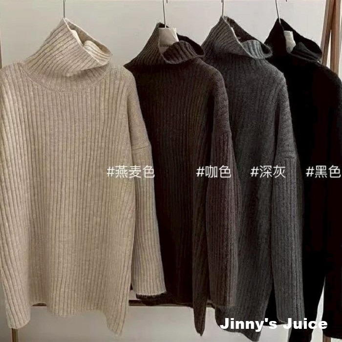 現貨 高領針織寬松毛衣 高領洋裝 高領長版上衣 長袖上衣 高領長袖上衣 寬鬆毛衣 一件式毛衣 下半身失蹤毛衣 高領毛衣-細節圖4