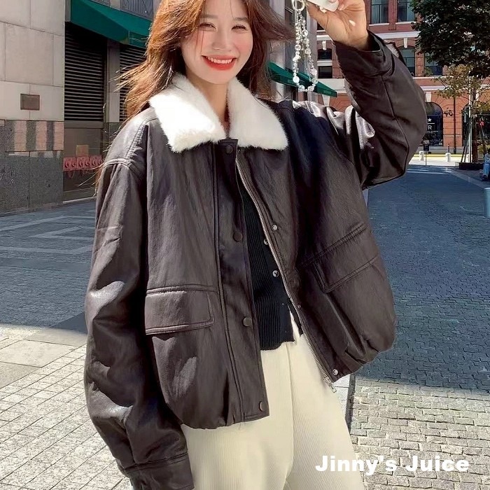 現貨 質感很好的皮外套 衣櫥必備 翻領外套 刷毛外套 皮外套 皮質外套 長版皮外套 皮衣 皮衣外套 秋冬外套 大外套-細節圖3