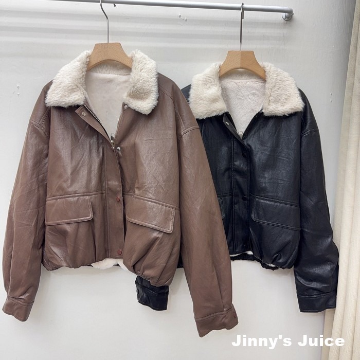 現貨 質感很好的皮外套 衣櫥必備 翻領外套 刷毛外套 皮外套 皮質外套 長版皮外套 皮衣 皮衣外套 秋冬外套 大外套-細節圖5