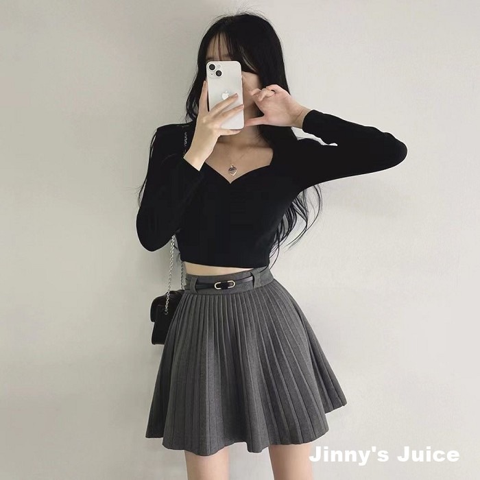 現貨 附腰帶質感百褶裙 百褶短裙 小短裙 秋冬短裙 百褶裙 百折裙 短裙 百搭短裙 高腰短裙 學生短裙 針織短裙-細節圖2