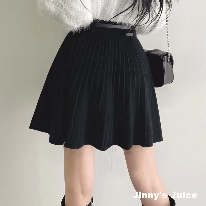 現貨 附腰帶質感百褶裙 百褶短裙 小短裙 秋冬短裙 百褶裙 百折裙 短裙 百搭短裙 高腰短裙 學生短裙 針織短裙-細節圖4