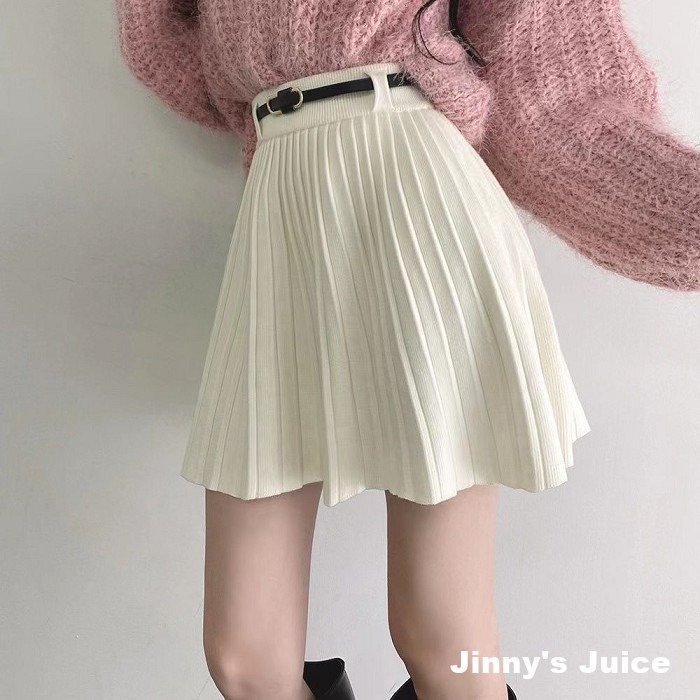 現貨 附腰帶質感百褶裙 百褶短裙 小短裙 秋冬短裙 百褶裙 百折裙 短裙 百搭短裙 高腰短裙 學生短裙 針織短裙-細節圖9