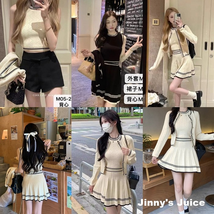 現貨 三件式針織套裝 針織外套 針織背心 針織短裙 百褶短裙 套裝 三件式 針織套裝 休閒套裝 秋冬套裝 秋冬洋裝-細節圖8