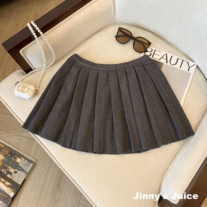 現貨 miu風 抽繩短裙 秋冬款針織百褶短裙 秋冬短裙 針織短裙 百褶短裙 百折短裙 百摺裙 高腰裙 A字裙 百褶裙-細節圖3
