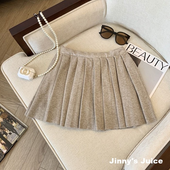 現貨 miu風 抽繩短裙 秋冬款針織百褶短裙 秋冬短裙 針織短裙 百褶短裙 百折短裙 百摺裙 高腰裙 A字裙 百褶裙-細節圖8