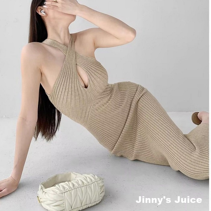 現貨 針織合身包臀洋裝 長裙洋裝 針織洋裝 合身洋裝 性感洋裝 夜店裝 細針織長版包臀 包臀洋裝 針織長洋裝 坑條洋裝-細節圖2